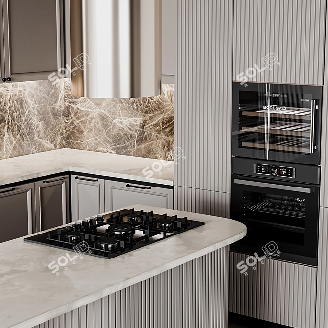  customizable neoclassic kitchen unit 3D model image 5