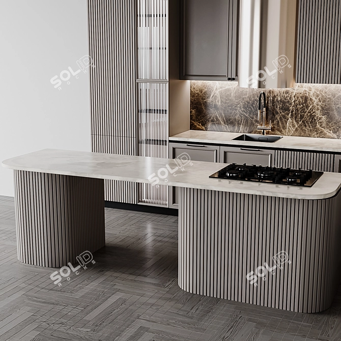  customizable neoclassic kitchen unit 3D model image 6