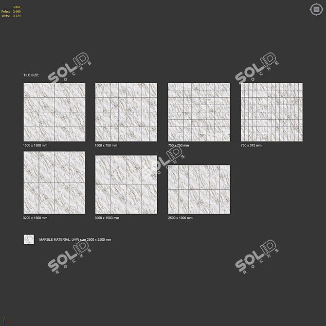 Marble Tiles 3D Model Kit 3D model image 6