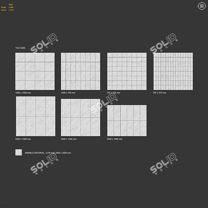 Premium Marble 3D Tile Model 3D model image 6