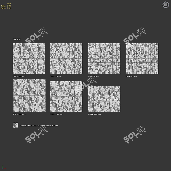 Ultimate Marble Tile Textures 3D model image 6