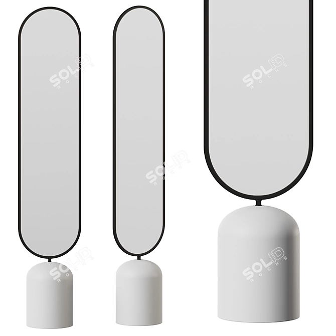 Elegant Oval Metal Floor Mirror 3D model image 1