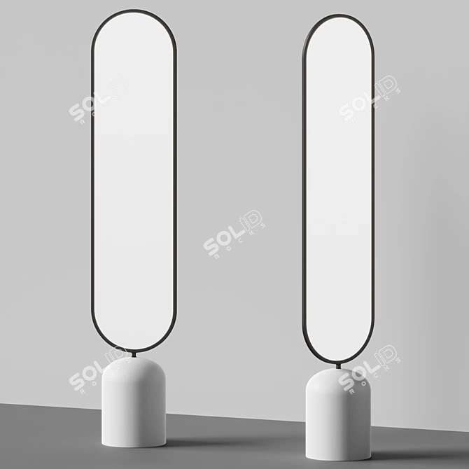 Elegant Oval Metal Floor Mirror 3D model image 2