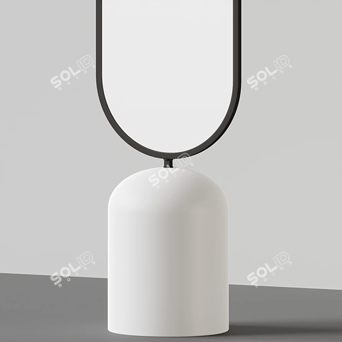 Elegant Oval Metal Floor Mirror 3D model image 3