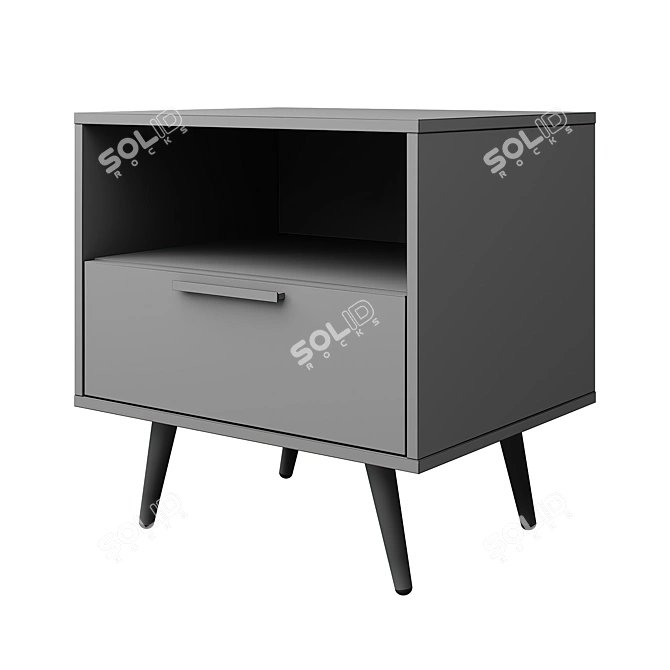 Elegant Black Gold Bedside Table 3D model image 4