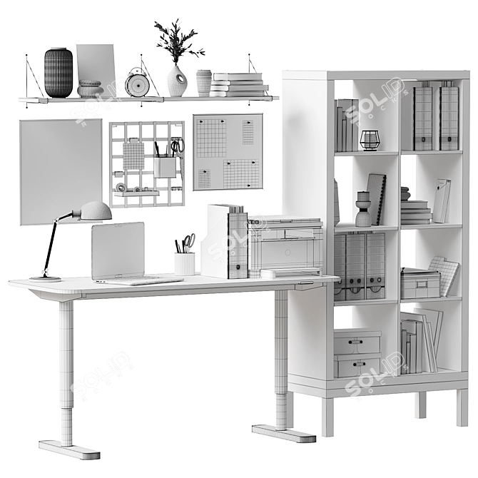 Streamlined Home Office Setup 3D model image 5