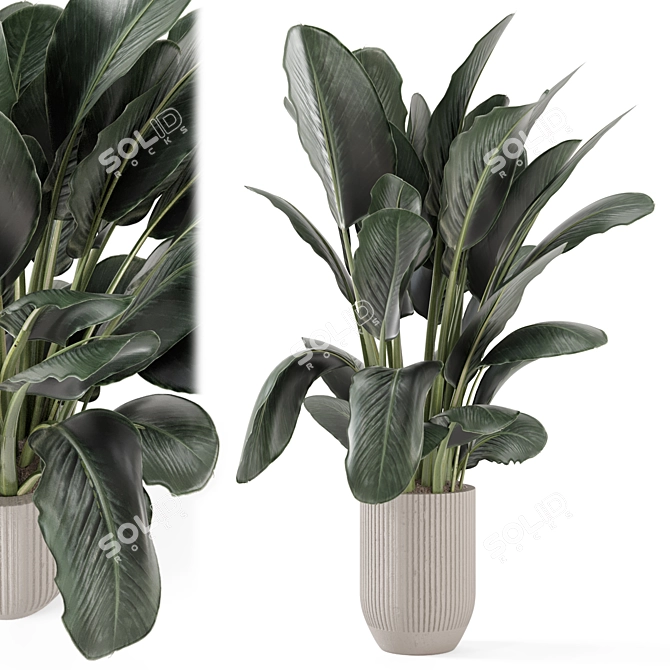 Handmade Stone Pot Indoor Plants 3D model image 1