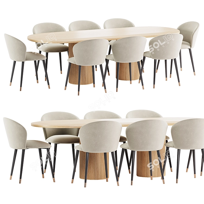 Modern Dining Set 78 Ensemble 3D model image 1