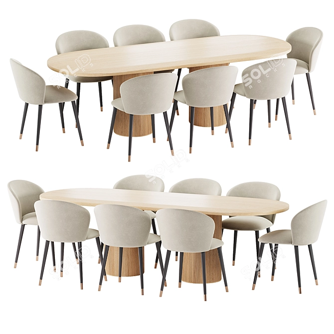 Modern Dining Set 78 Ensemble 3D model image 2