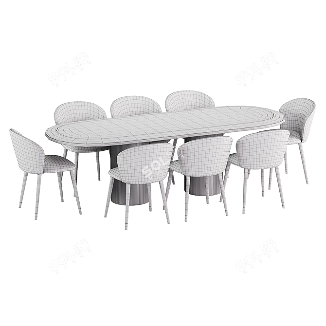 Modern Dining Set 78 Ensemble 3D model image 3