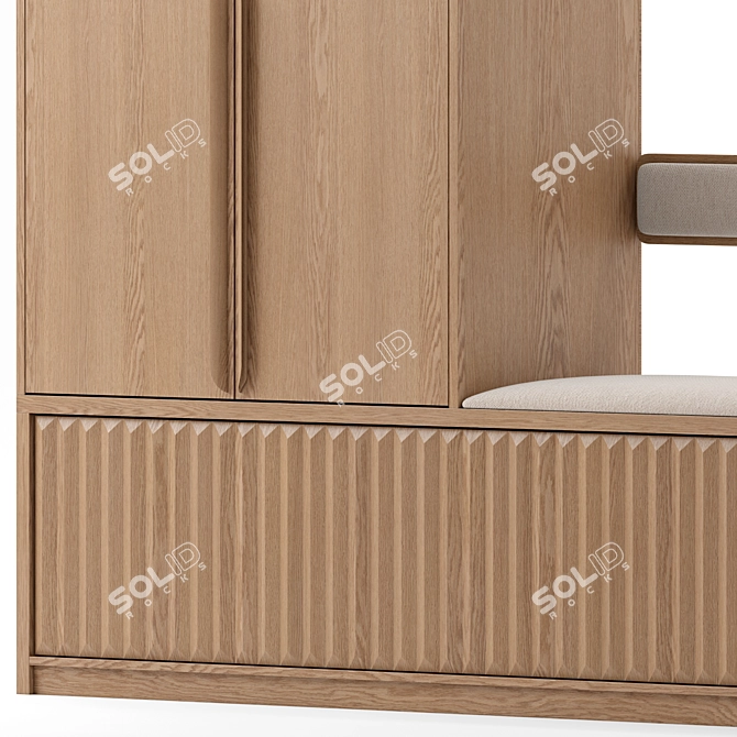 Modern Gray Wood Entryway Set 3D model image 4