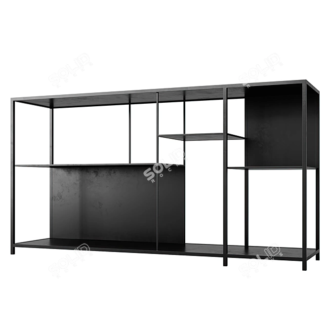 Brass Metal Low Shelf Simple 3D model image 4