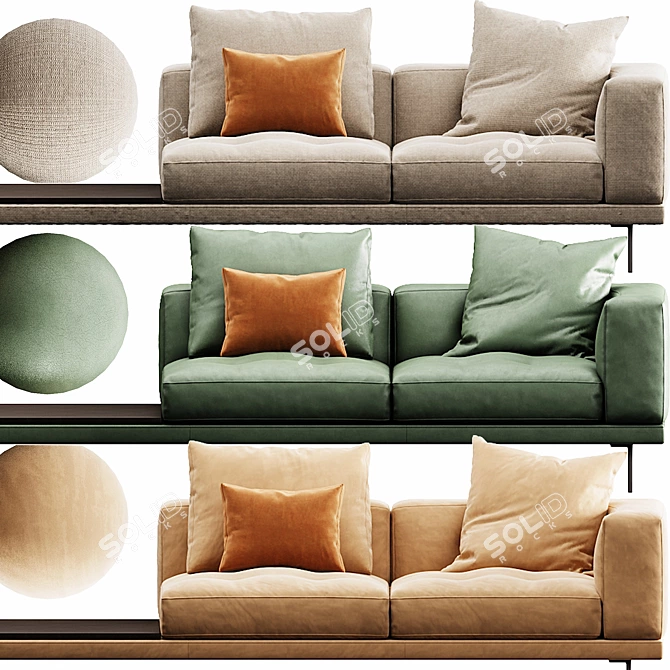 Luxury Minotti Dylan Velvet Leather Set 3D model image 2