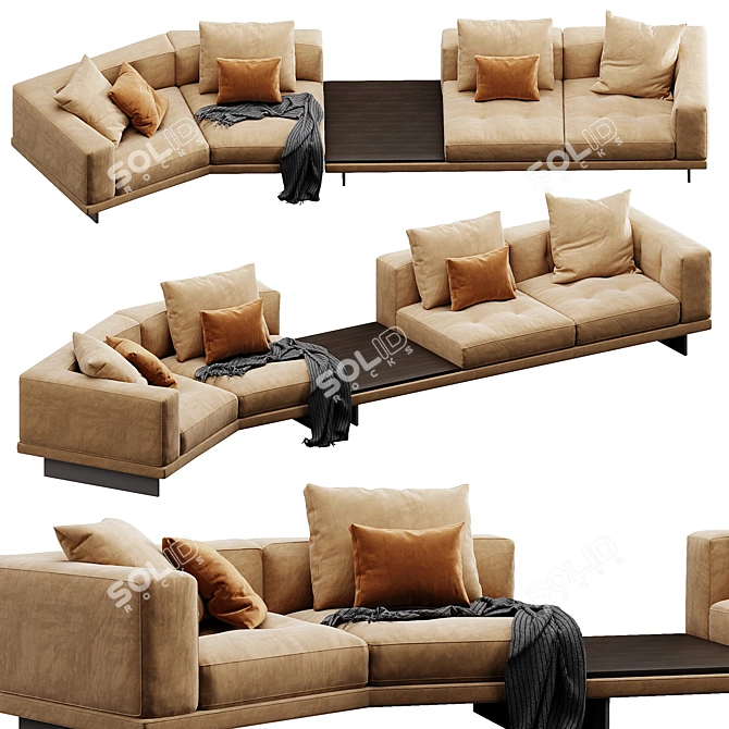 Luxury Minotti Dylan Velvet Leather Set 3D model image 4