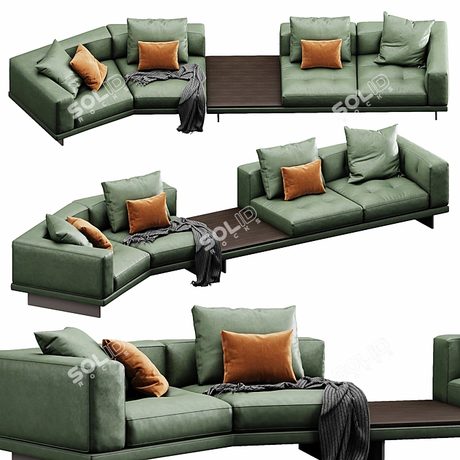 Luxury Minotti Dylan Velvet Leather Set 3D model image 5
