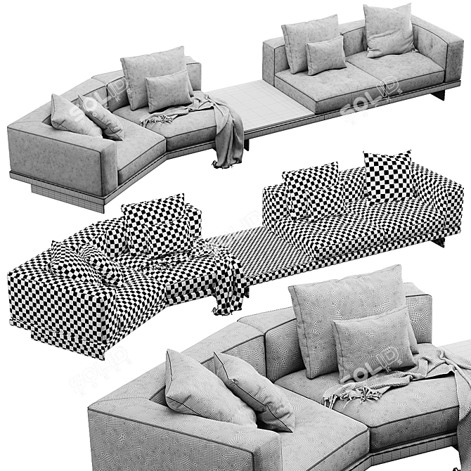 Luxury Minotti Dylan Velvet Leather Set 3D model image 6