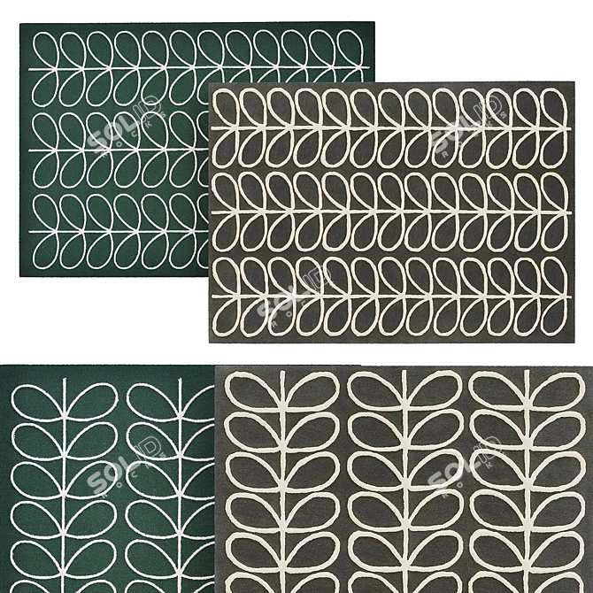 Leafy Handwoven Rug 2000x2800mm 3D model image 2