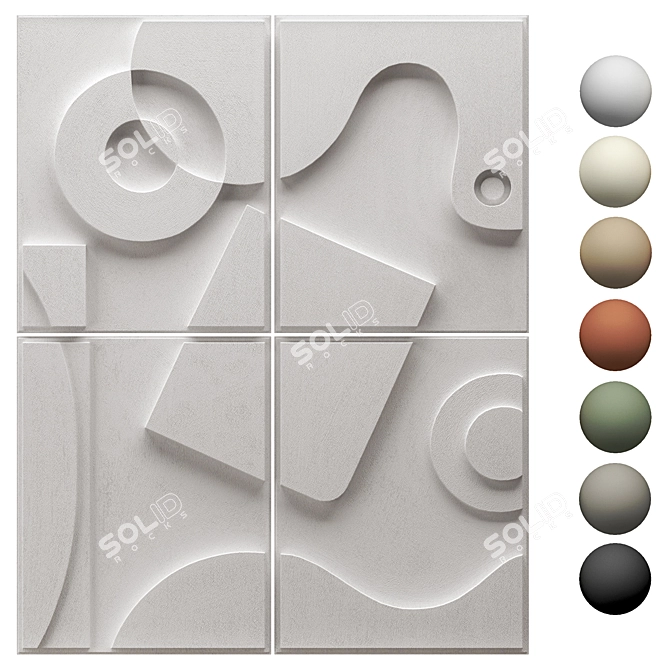  3D Relief Wall Panel Set 3D model image 1