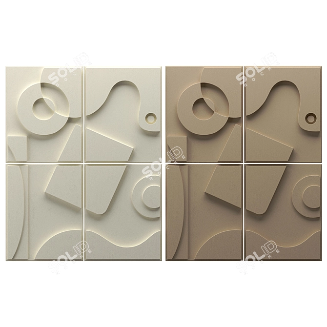  3D Relief Wall Panel Set 3D model image 3