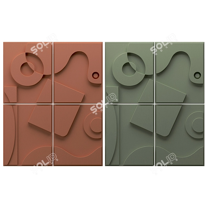  3D Relief Wall Panel Set 3D model image 4