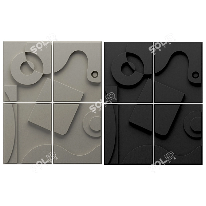  3D Relief Wall Panel Set 3D model image 5