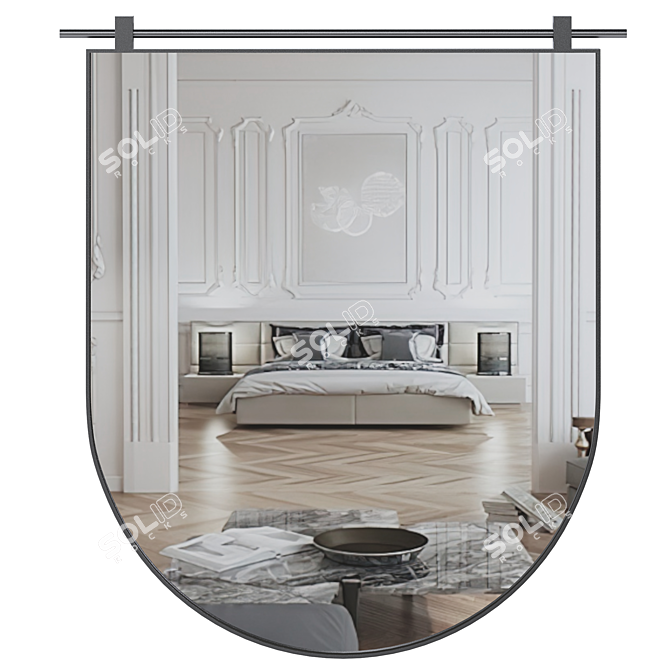 Sleek Arch Mirror in Black 3D model image 1