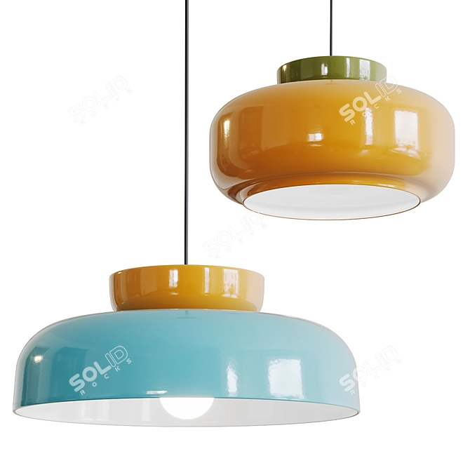 Maracana Ceramic Glass Pendant Light 3D model image 1