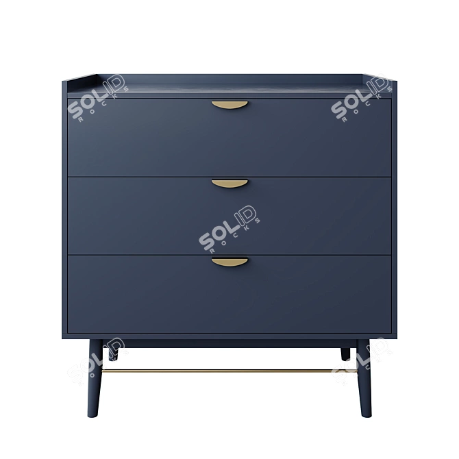  PENELOPE 3-Drawer Dark Blue Dresser 3D model image 1