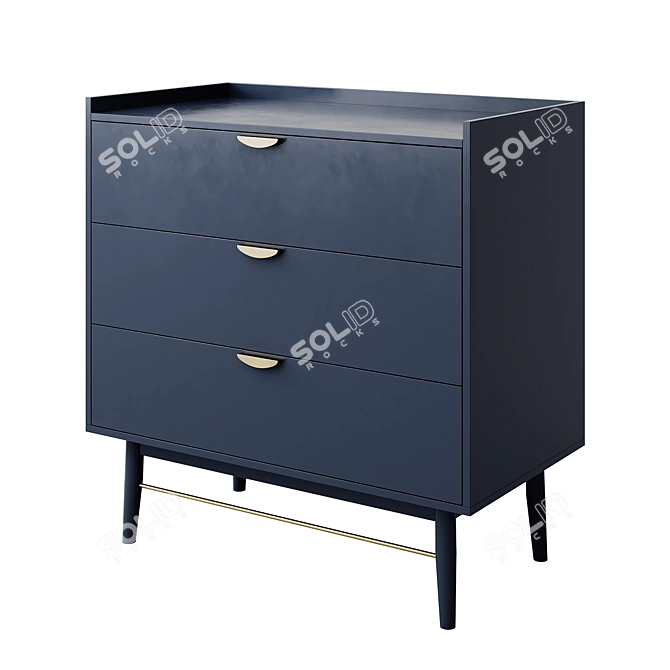  PENELOPE 3-Drawer Dark Blue Dresser 3D model image 2