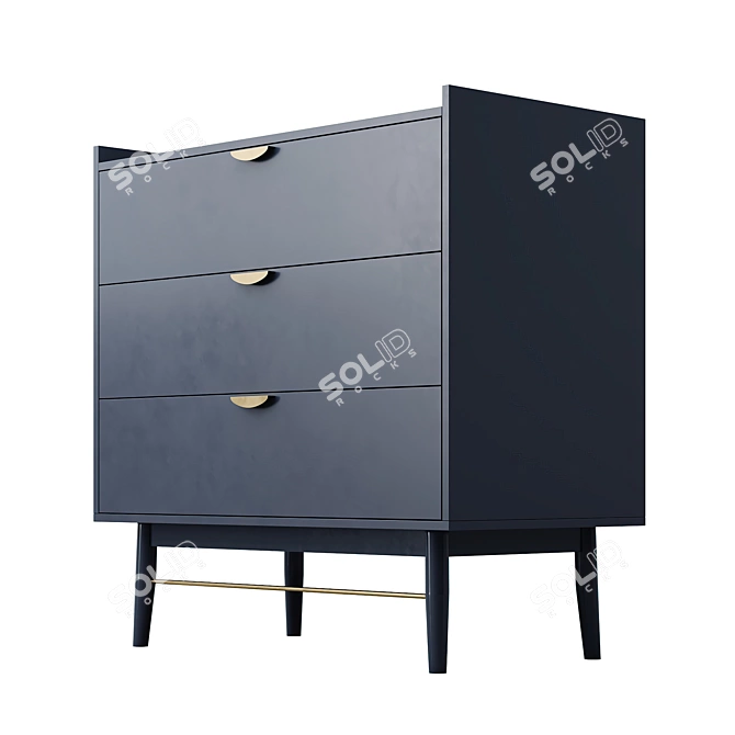  PENELOPE 3-Drawer Dark Blue Dresser 3D model image 3