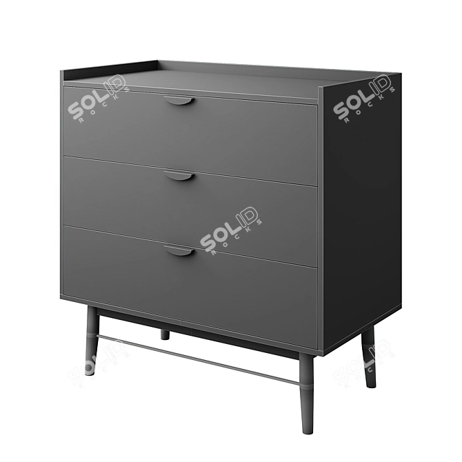  PENELOPE 3-Drawer Dark Blue Dresser 3D model image 4