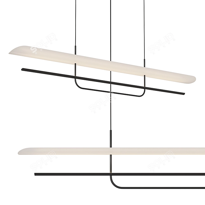 Sleek Linear LED Pendant Light 3D model image 1