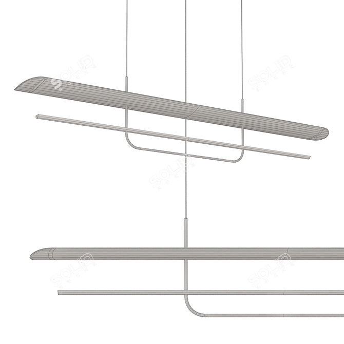 Sleek Linear LED Pendant Light 3D model image 2