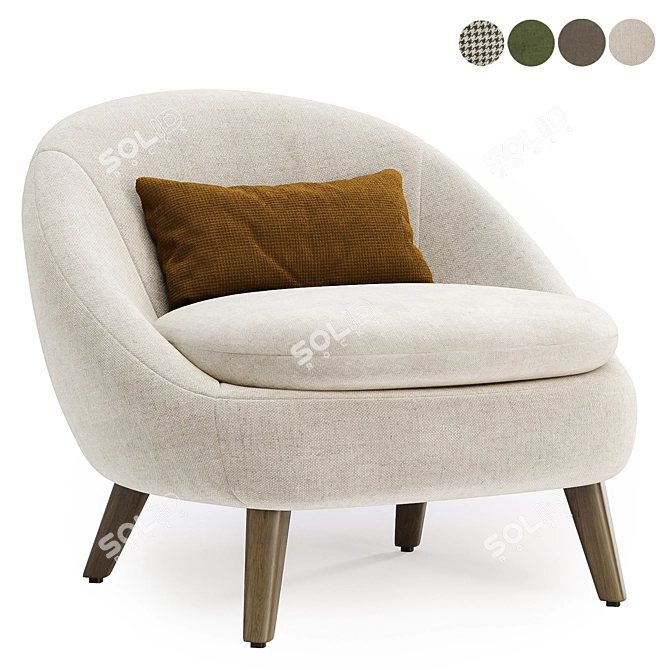 Plush Chair in 4 Colors 3D model image 1