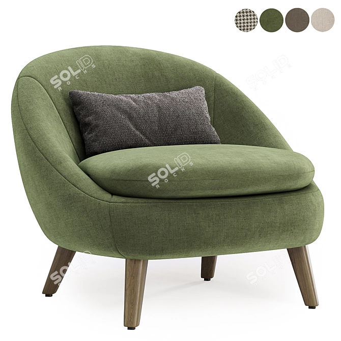 Plush Chair in 4 Colors 3D model image 2