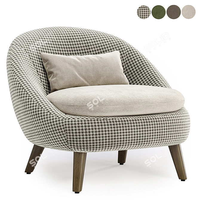 Plush Chair in 4 Colors 3D model image 3