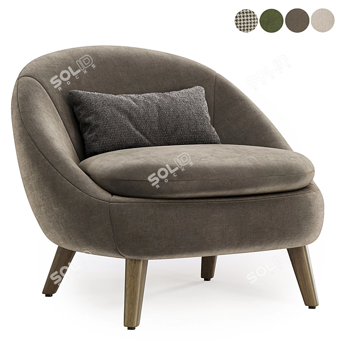 Plush Chair in 4 Colors 3D model image 4