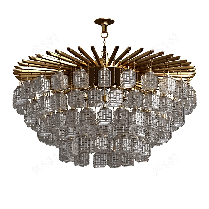 Modern Brass Ceiling Chandelier Fixture 3D model image 1