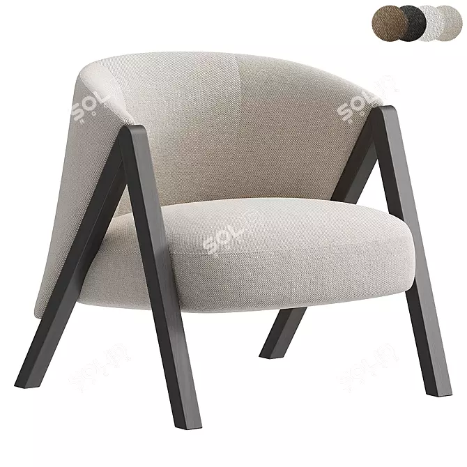 Freddie Fabric Armchair: Contemporary Comfort 3D model image 1