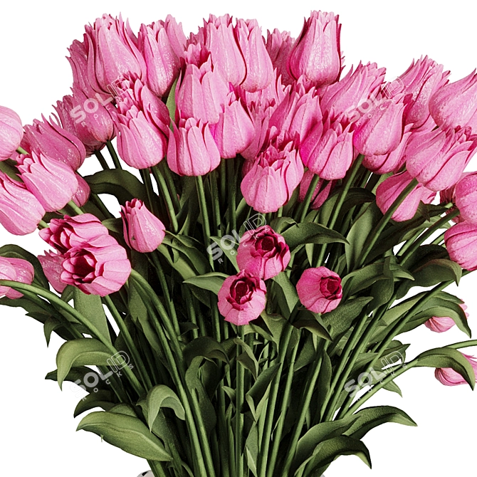 Elegant Tulip Bouquet Arrangement 3D model image 2