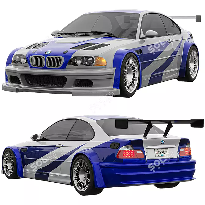 BMW M3 GTR NFS 3D Model 3D model image 1