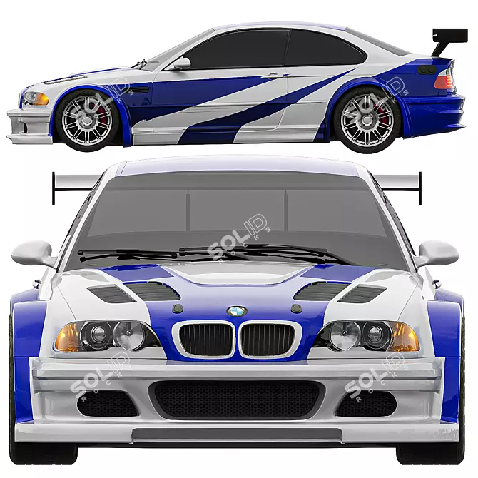 BMW M3 GTR NFS 3D Model 3D model image 2