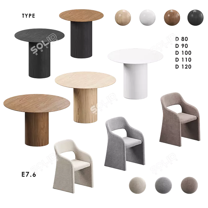  Ellipse Type Dining Set 3D model image 5