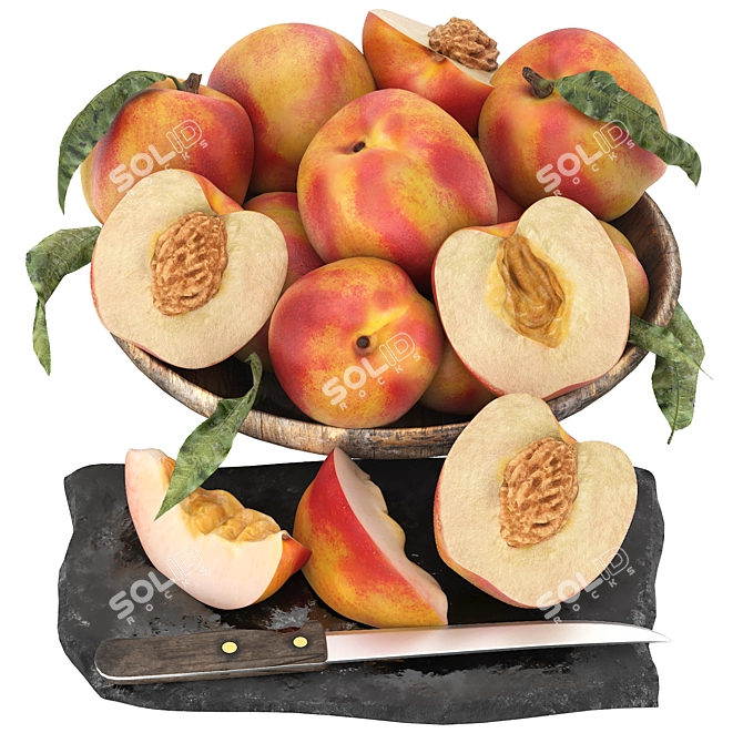 Premium White Nectarine Fruit Bowl 3D model image 1