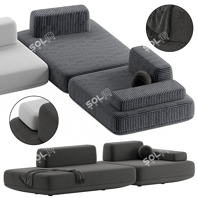 Customizable Modular Sofa Flat Unique Configuration Choices 3D model image 1