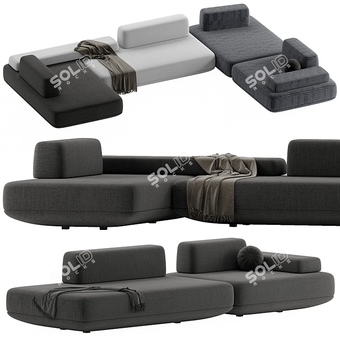 Customizable Modular Sofa Flat Unique Configuration Choices 3D model image 2
