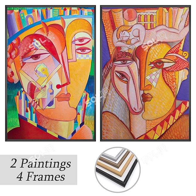 Artwork Set with Multiple Frames 3D model image 1