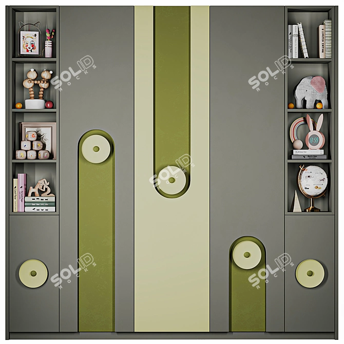 Custom Modular Children's Wardrobe 3D model image 1