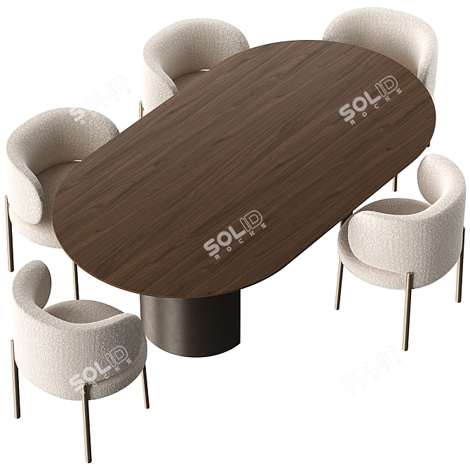 Modern VIDA Table and Akiko Chair 3D model image 5