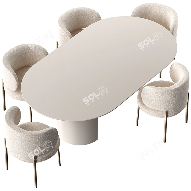 Modern VIDA Table and Akiko Chair 3D model image 6